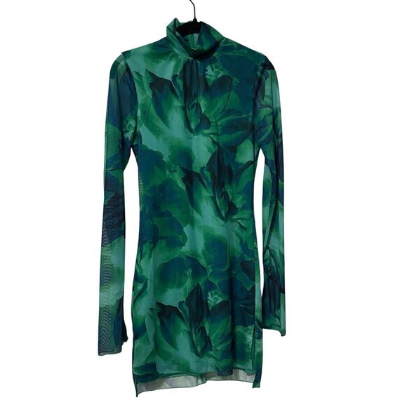 Revolve Runaway The Label Green Floral Slit Mini Dress Size Small - Picture 4 of 7